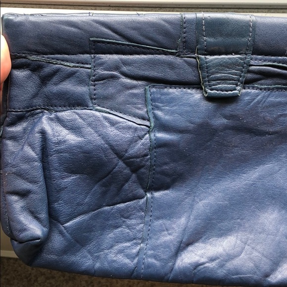 🍂 VTG - Blue Leather Clutch - Picture 5 of 8